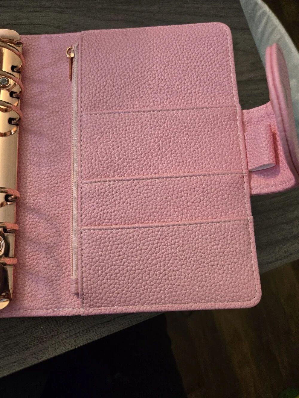 A6 Pink Pebbled Leather Snap Notebook Cover With Savings Challenge